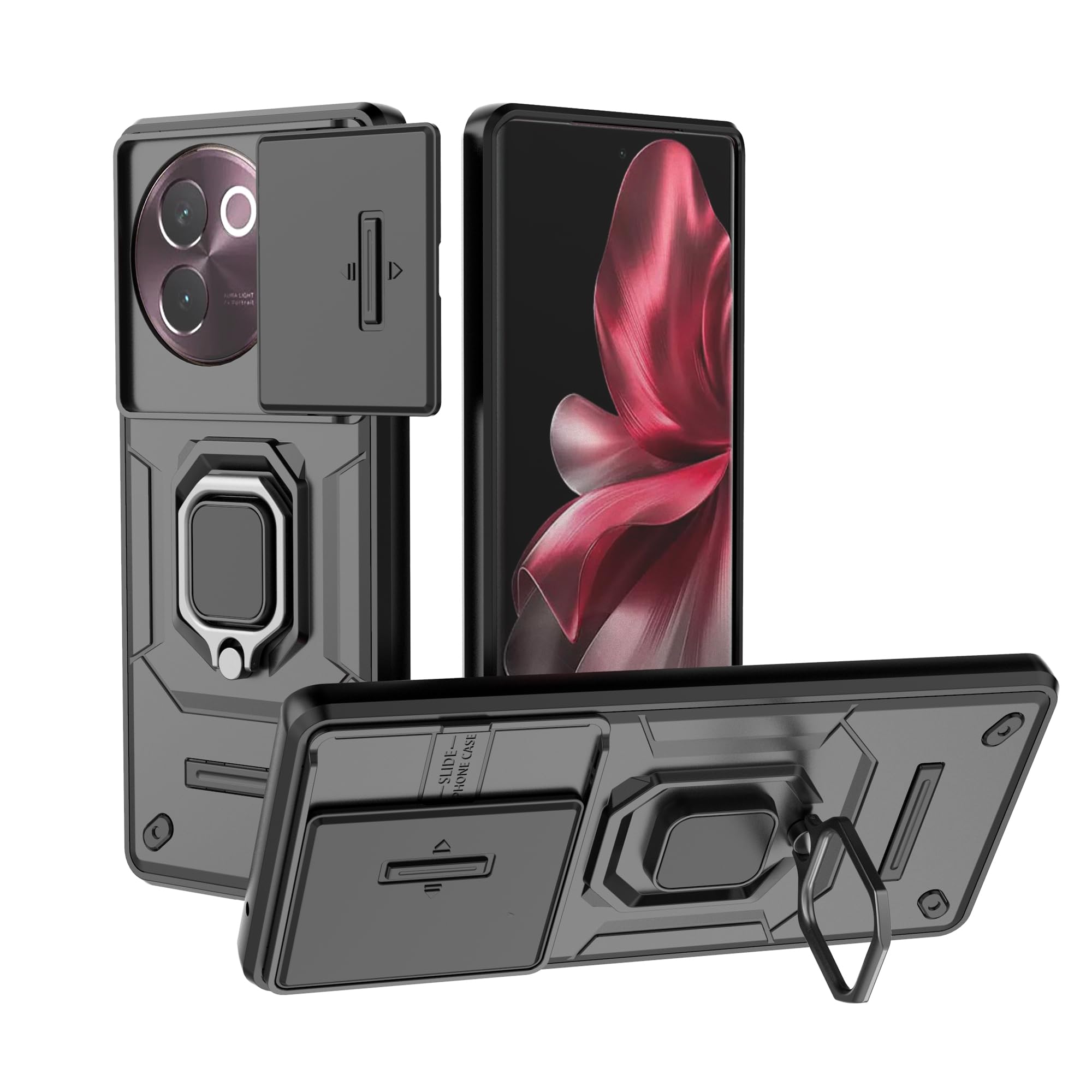 CoverLine Back Cover for Sliding Lens Cover and Rotating Holder Anti-Fall Case with Magnetic Car Holder Back Cover for vivo V30e -Black (B0D7MQ21XL) Amazon Price History, Amazon Price Tracker