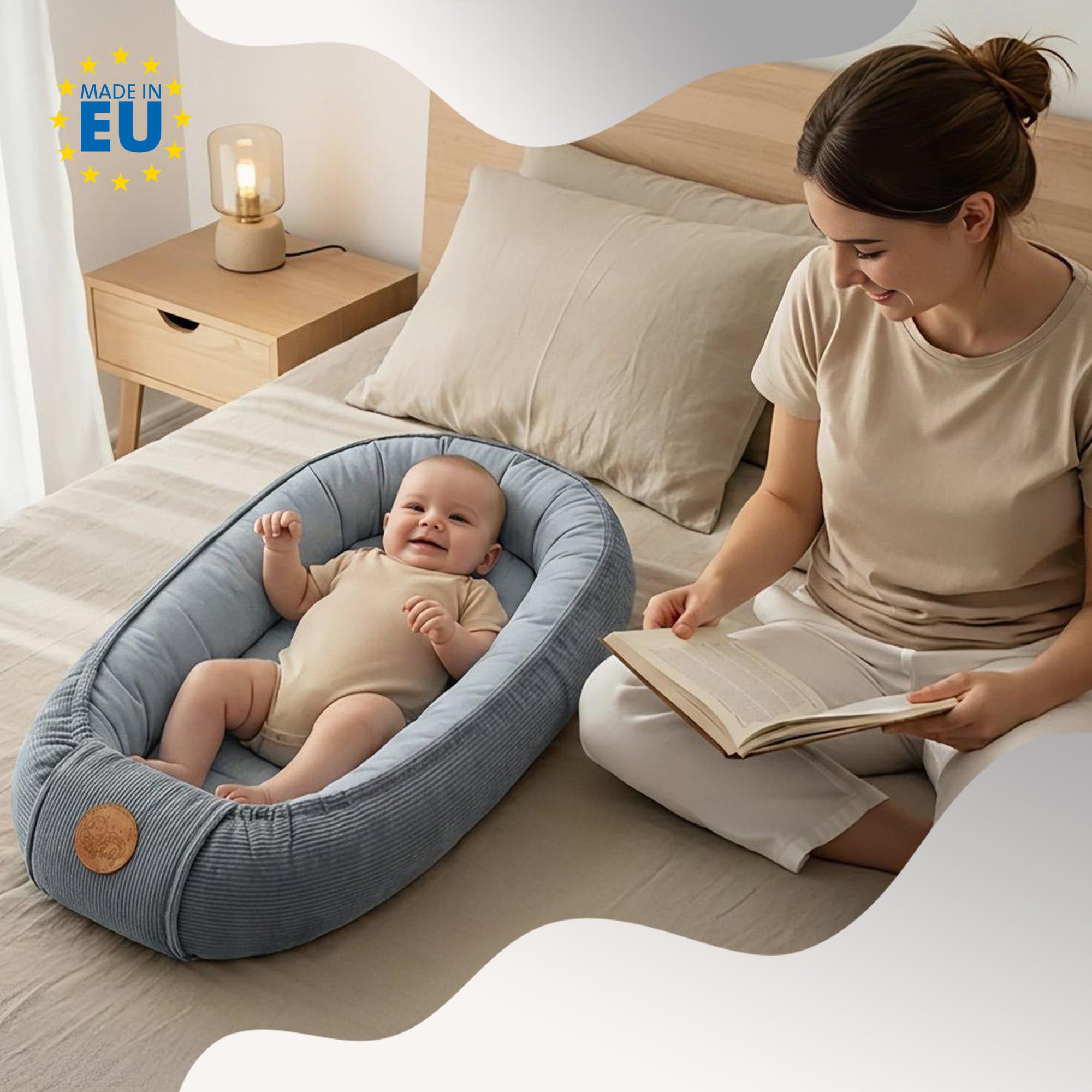 Totsy Baby Couffin Cocon Nid Bébé Réducteur de Lit - Babynest Portable pour Berceau Couchage Enfant Douillet Câlin Garçon Fille Nouveau Né Nido Beige Velours côtelé