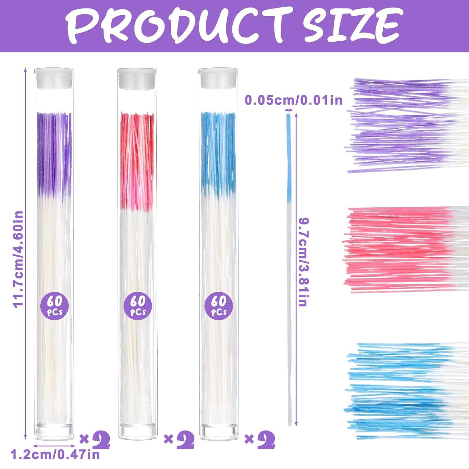 360 Pcs Ear Floss Disposable Piercing Cleaner Floss for Ear Hole Care, Piercing Care Aftercare Cleaning Earring Hole Cleaner for Women Men(Blue, Purple, Rose Red)