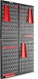 tectake® Panneau Mural Perforé Porte outils mural Lot de 4 Panneaux 160 x 2 x 60 cm 34 pcs Crochet & Supports, Extensible Système de rangement Outillage & visserie - 1
