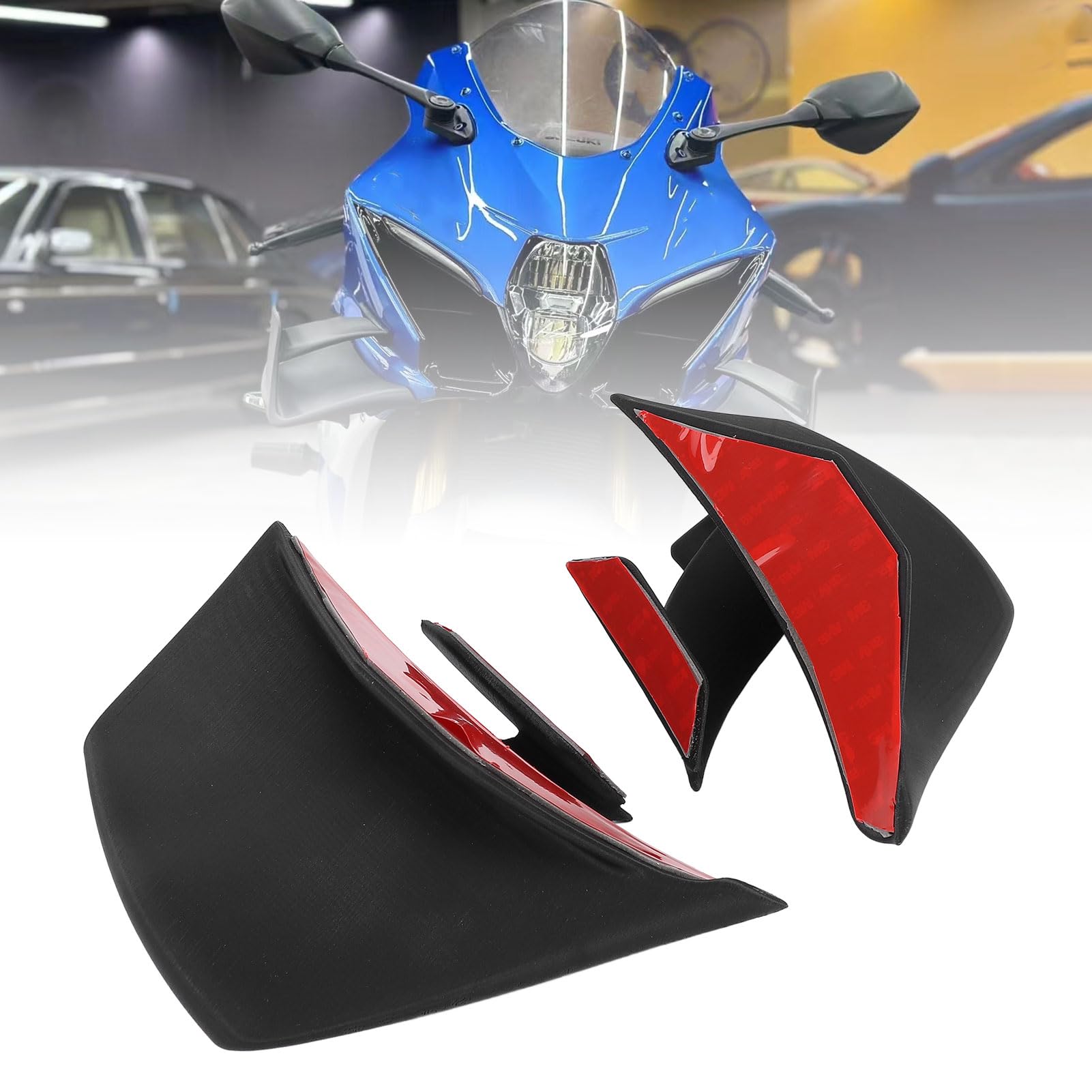Keenso Matowe Czarne Owiewki Motocyklowe, Stałe Skrzydło Aerodynamiczne do | Motocykl Winglet Fairing matowy czarny motocykl naprawiono skrzydło wiatru dla R1000R R1000 2017 do 2023 zmniejsza wibracje