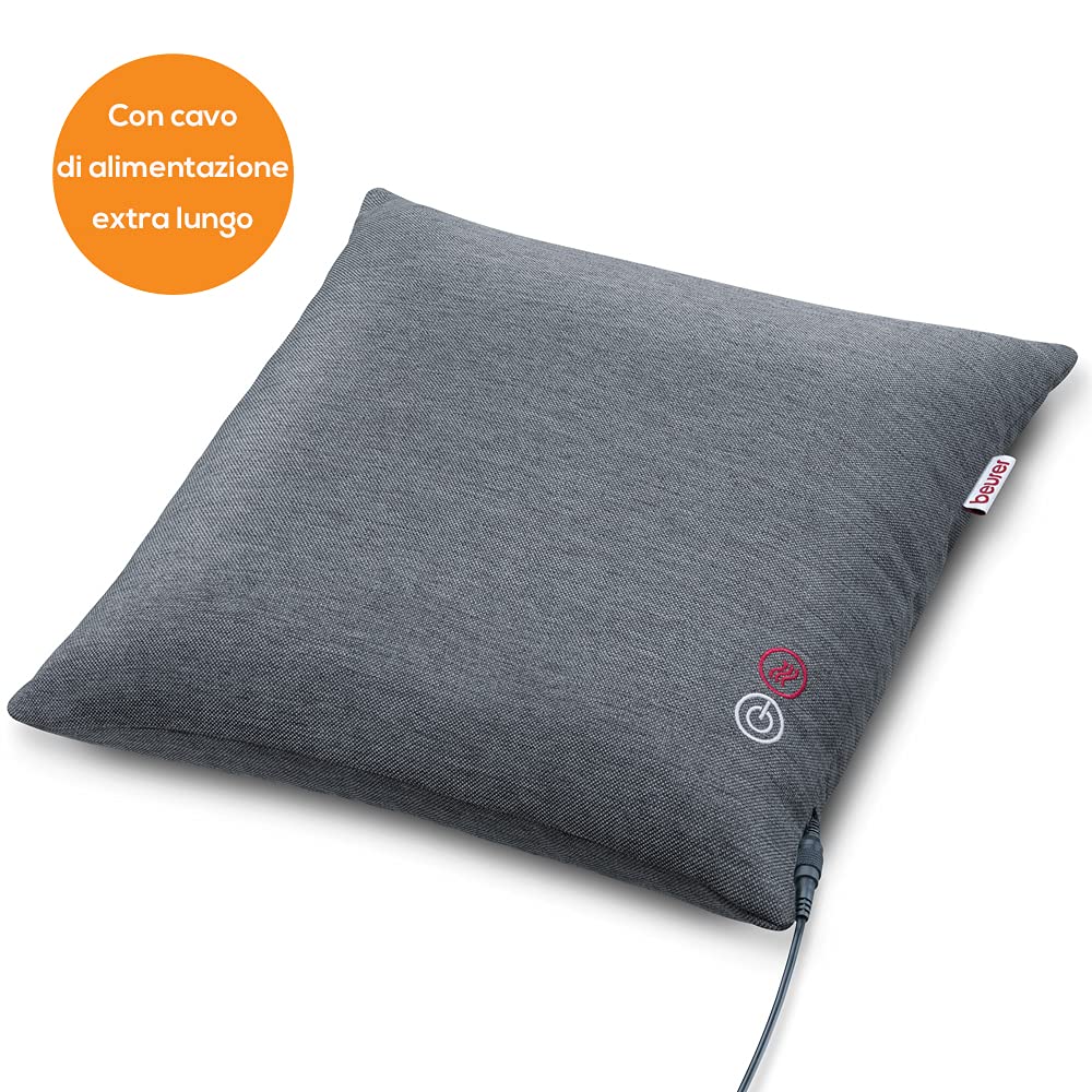 Beurer MG 135 Cuscino per Massaggio Shiatsu con Fuzione Calore 4 testine massaggianti, spegnimento automatico, rivestimento lavabile, per spalle, collo, schiena e gambe, 40 x 40 cm