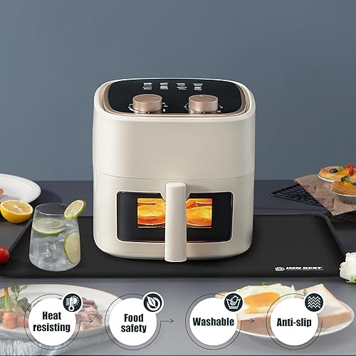 Vista 2 de Tapete resistente al calor para sitio de freidora de aire, tapete de silicona a prueba de fuego para encimera de cocina, antideslizante e