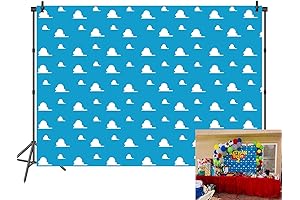BINQOO 7x5ft Cartoon Blue Sky White Clouds Backdrop For Extraordinary Kids Moments
