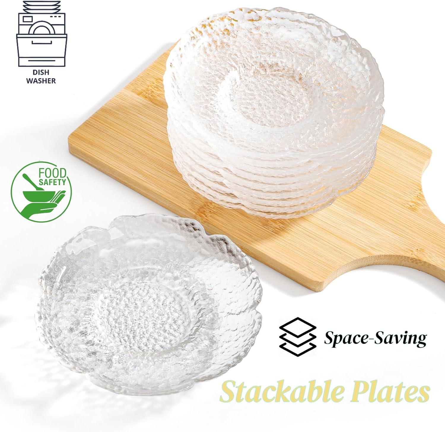 10 Pack Small Clear Glass Plates, 4.7 Inch