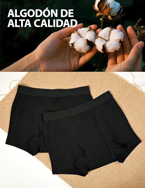 Carer Pack de 2 Boxers para Incontinencia Hombre 250 ml Absorción Algodón Suave Transpirable Antifugas Lavables Reutilizables Calzoncillos Negro Talla L - 5