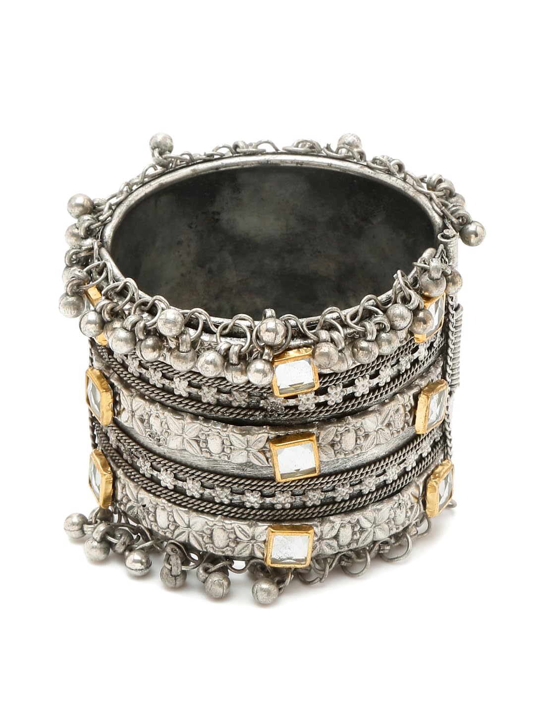 youbella Jewellery for Women Celebrity Inspired Oxidised Silver Plated Cuff Bracelet Bangle for Women and Girls-picture-13