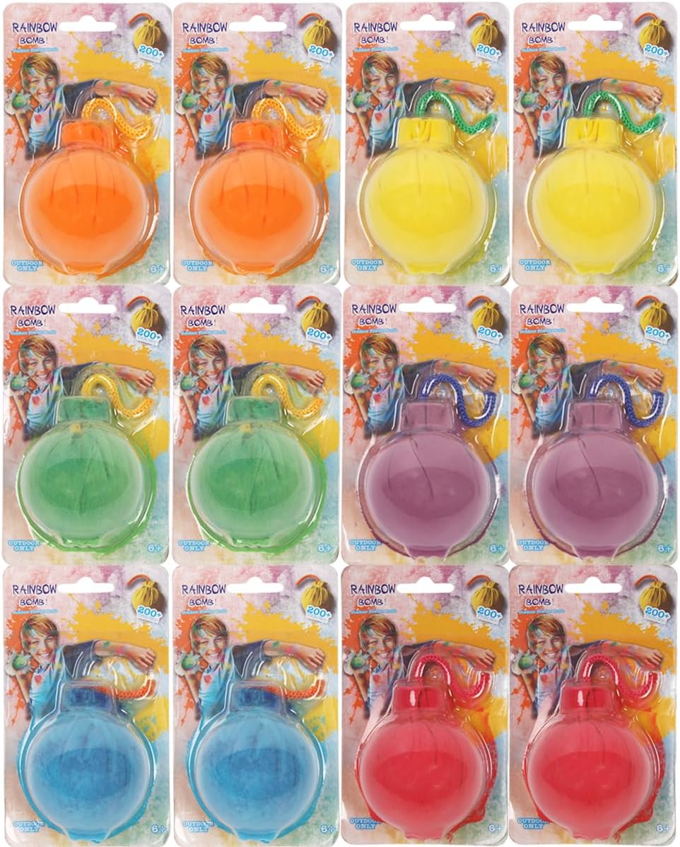 ARELUX Color Powder Balls-12 Packs Holi Powder Colors Chalk Balls,200+ Throws Each Chalk Bomb,Family Activiies Outdoor for Color Run Photography,Party Games,Friends Photoshoot,Birthday,Festival