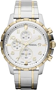 Fossil Men's Dean Quartz Stainless Steel Chronograph Watch, Color: Gold/Silver (Model: FS4795IE)