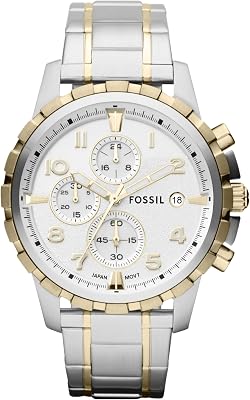 Fossil Men's Dean Quartz Stainless Steel Chronograph Watch, Color: Gold/Silver (Model: FS4795IE)
