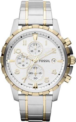 Fossil Analog White Dial Men's Watch-FS4795 Stainless Steel, Multicolor Strap