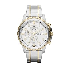 Fossil Mens Watch Dean Quartz Stainless Steel Chronograph Watch for Men Color Gold Silver