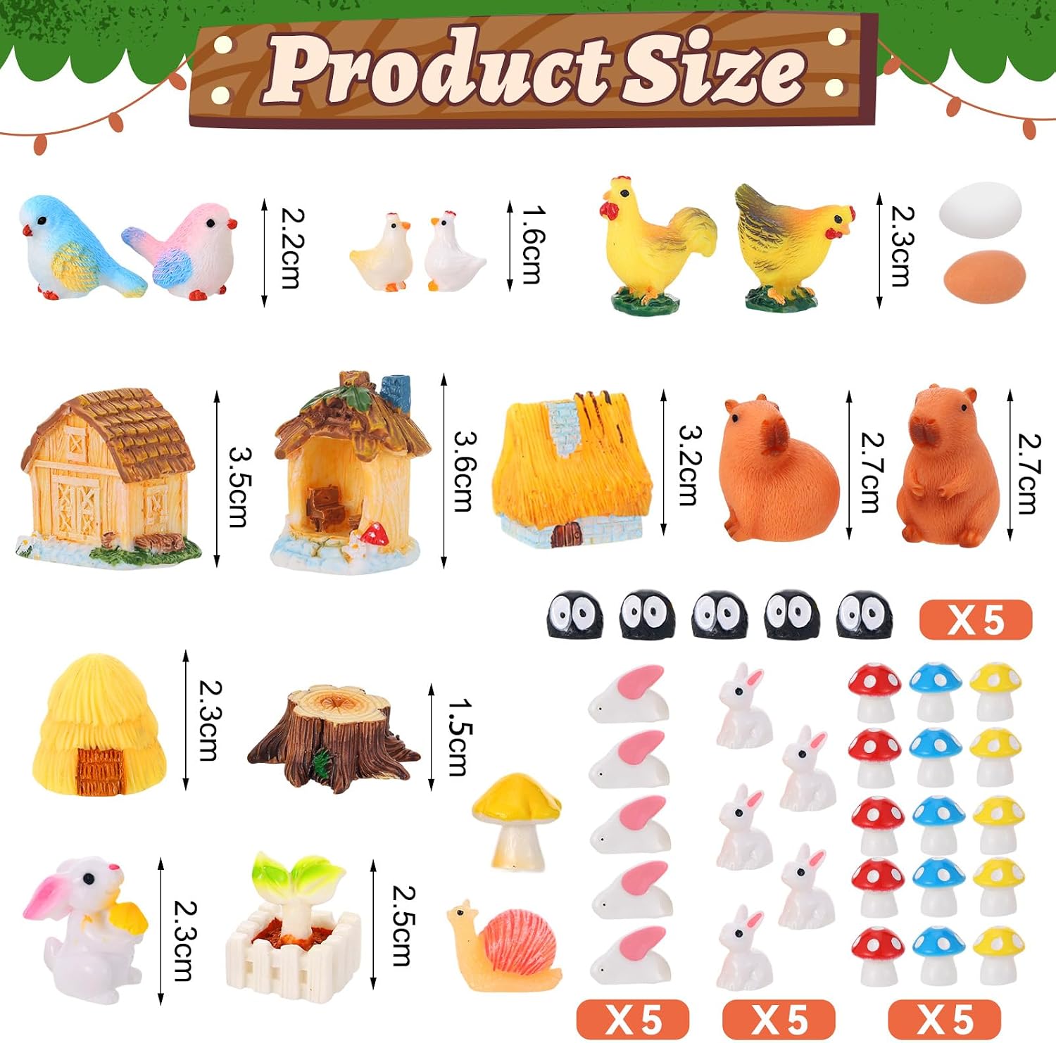 87 PCS Miniature Fairy Garden Accessories Kit with Moss & Trees Micro Landscape Ornament Village Set Resin Animal Figurines for Terrarium Bonsai Succulent Dollhouse Decor