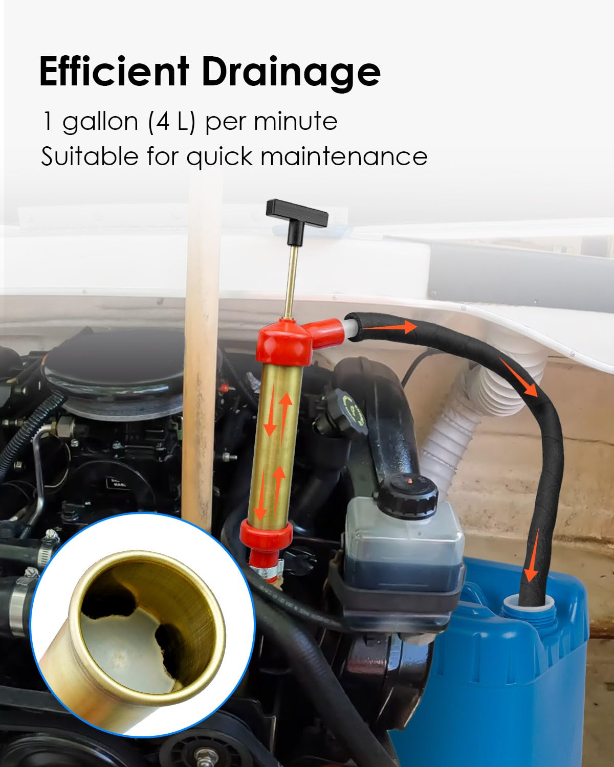 Pompe de vidange d'huile moteur de rechange 34060-0130, pompe manuelle de vidange d'huile moteur marine, convient pour OMC Mercruiser, pompe de vidange d'huile de bateau en laiton, 26 cm de