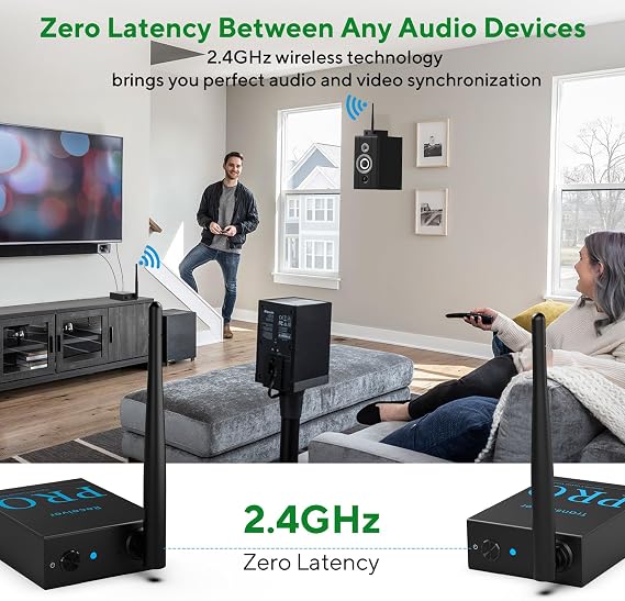 1Mii 2.4GHz Wireless Audio Transmitter and Receiver (1 TX+1 RX), HiFi Audio