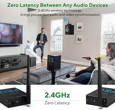 1Mii 2.4GHz Wireless Audio Transmitter and Receiver (1 TX+1 RX), HiFi Audio
