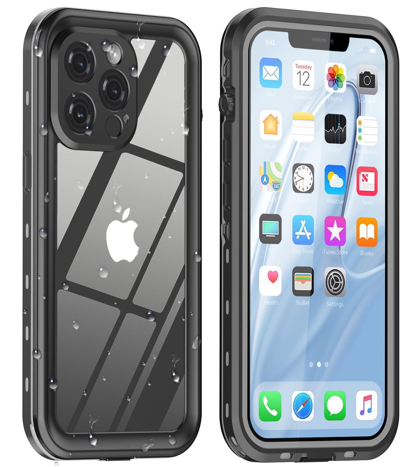 Dewfoam Design for iPhone 13 Pro Max Case Waterproof 6.7‘’, Full Body Underwater Dustproof Shockproof Case Built-in Screen Protector - Clear