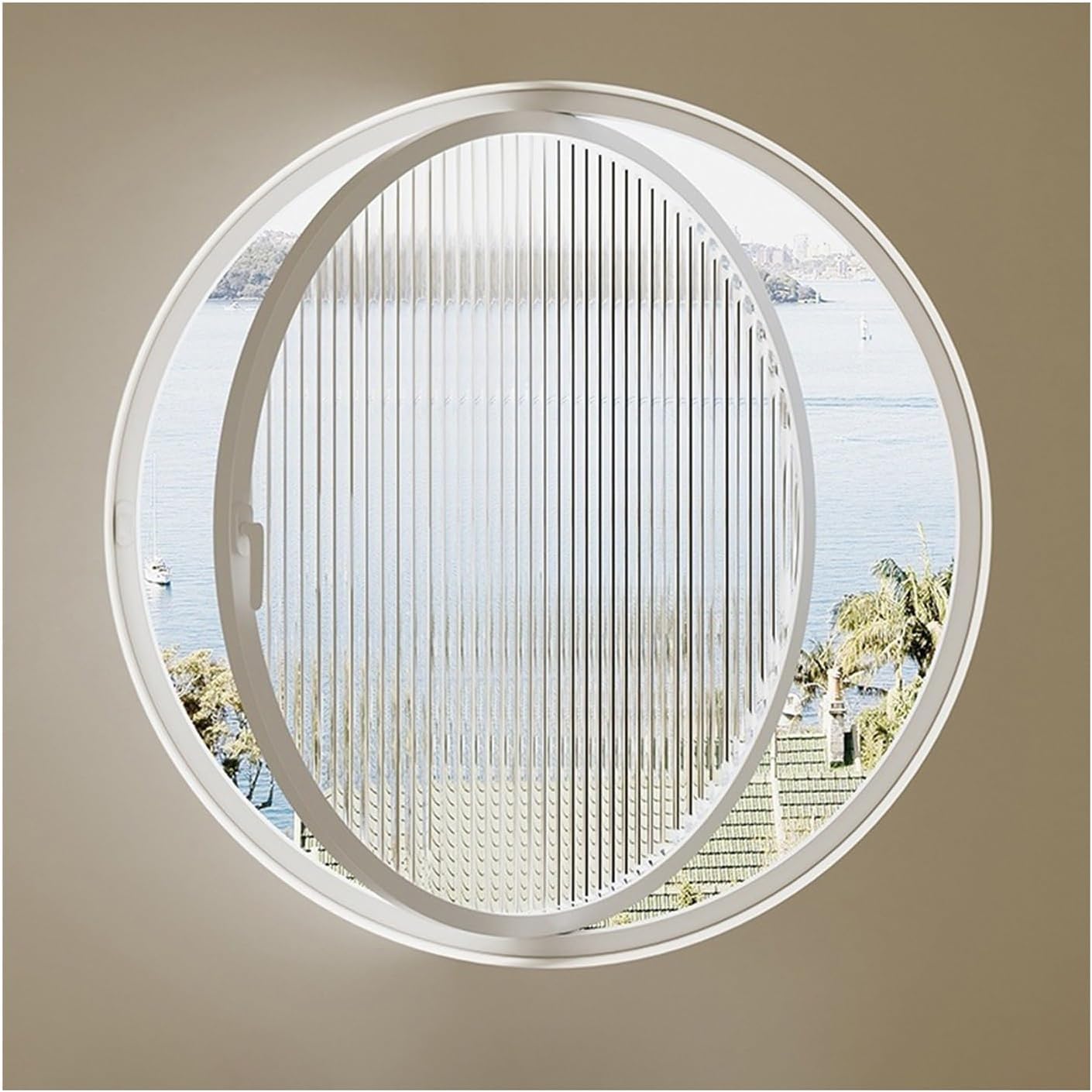Finestra Girevole con ASSE Centrale Rotondo, finestre di Ventilazione girevoli a 360° con Maniglie, Finestra Artistica in Vetro scanalato con divisorio d'ingresso per soffitta (BIA