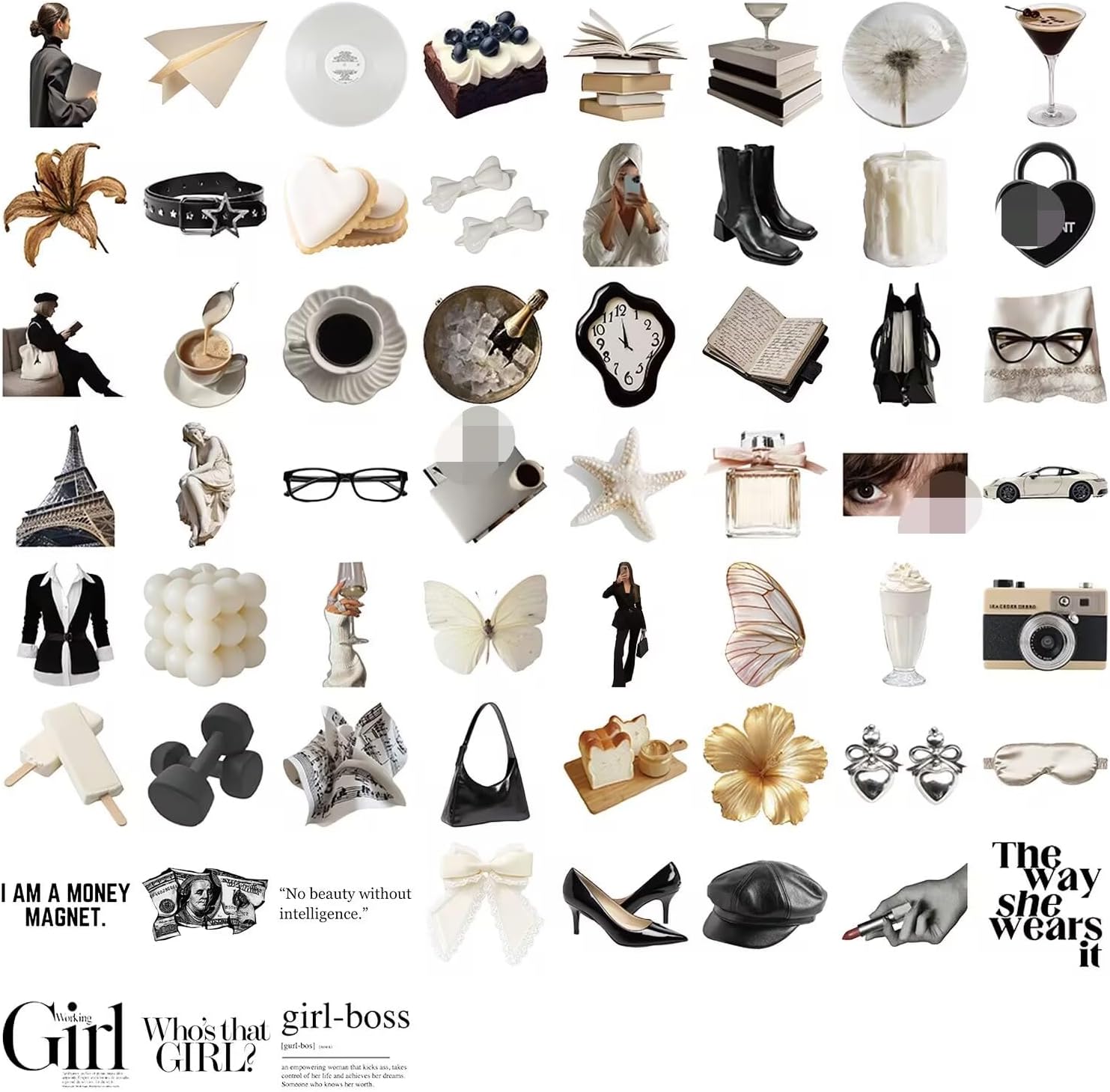 59Pcs Neutral Clean Girl Office Lady Stickers Aesthetic Planner Stationery image 4