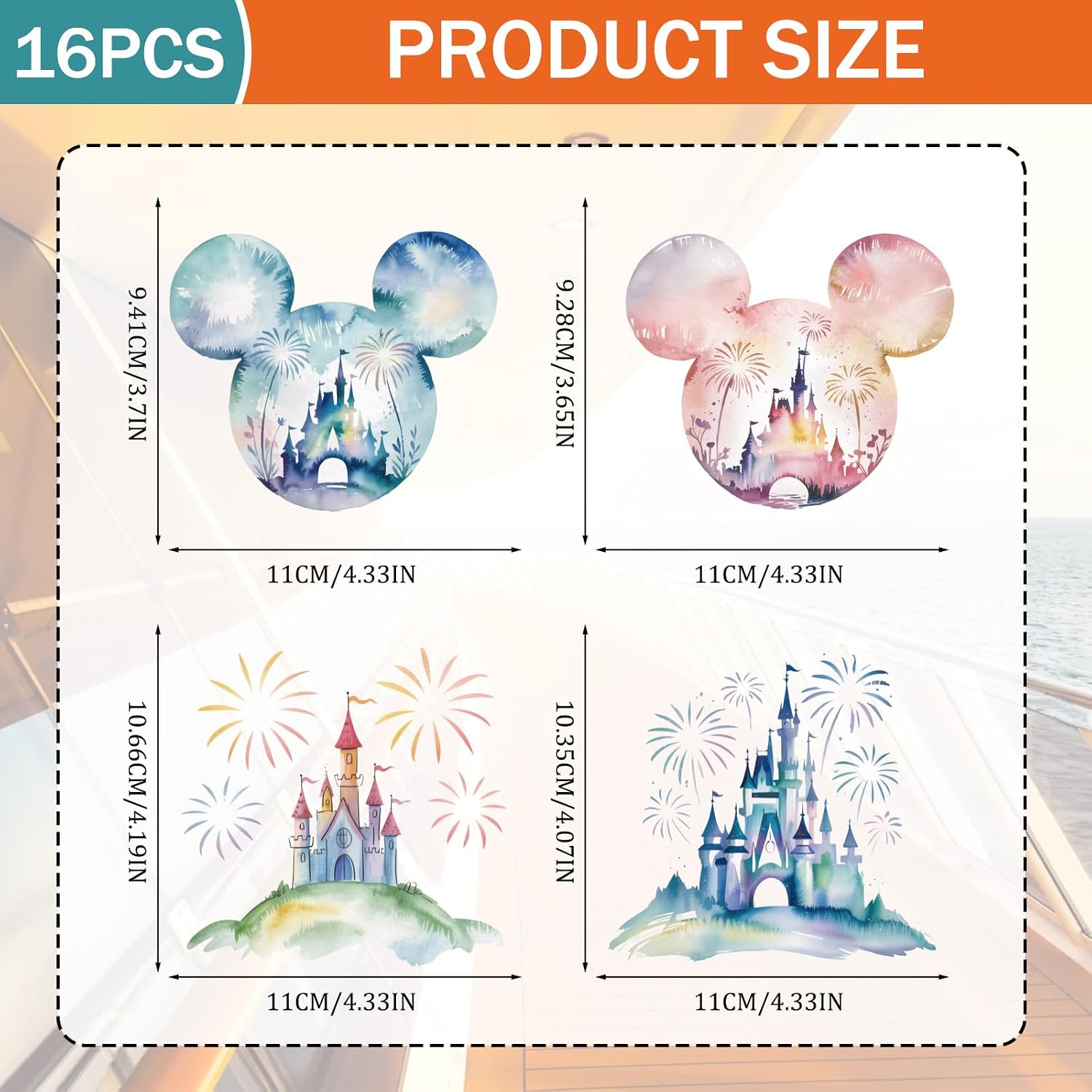 Mouse Cruise Door Magnets -16 Pcs Colorful Castle Magnetic Decorations for Cruise Cabin Door, Cute Cartoon Animal Decals for Stateroom, Waterproof Reusable Magnets for Holiday Carnival Party image 2