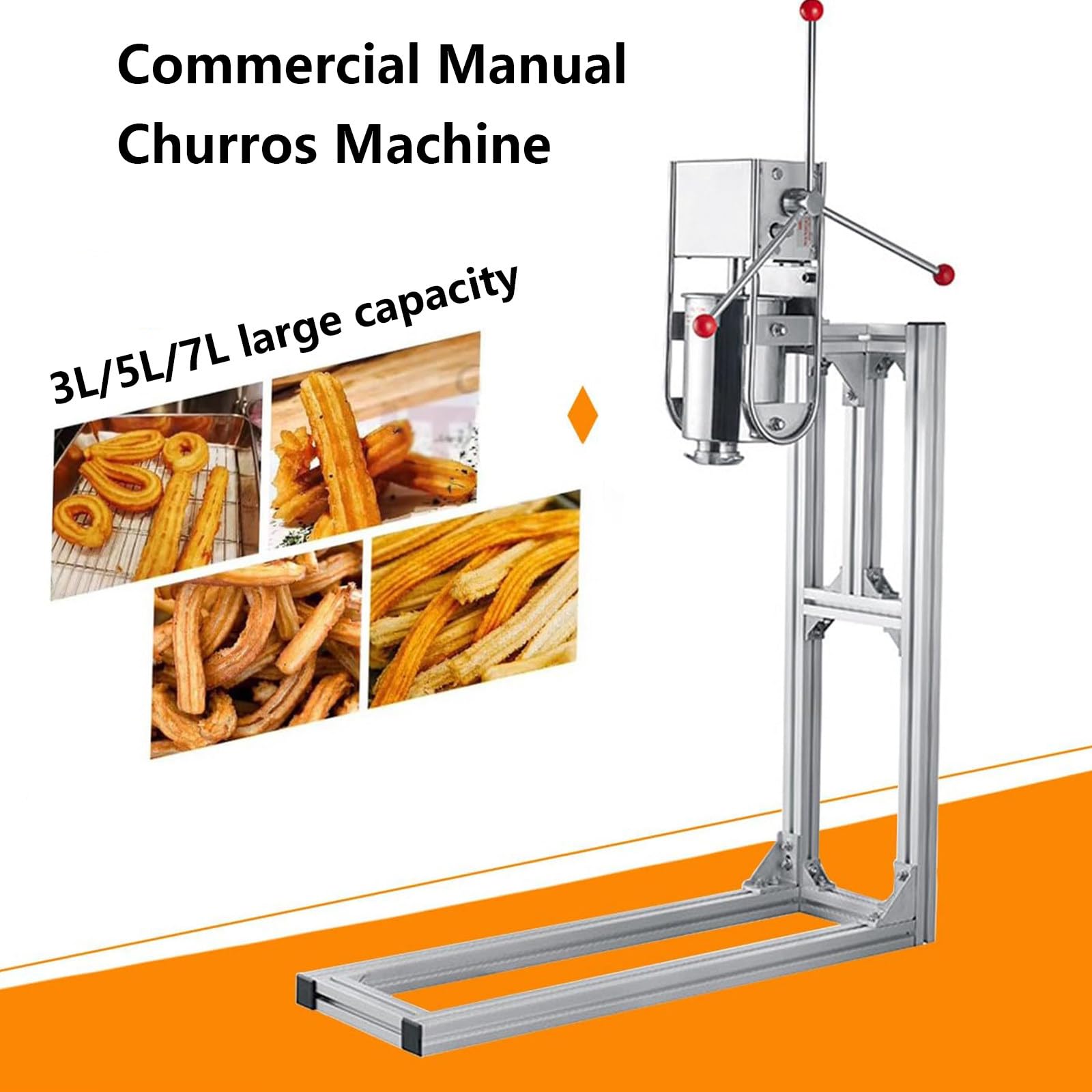 Machine à Churros Verticale Manuelle Robuste De 3l, 5l, 7l, Fabricant De Beignets Espagnols, Remplissage De Beignets De Fruits Latins En Acier Inoxydable, Avec Support De Travail En Forme De L,7L Machine à Churros Verticale Manuelle Robuste De 3l, 5l, 7l, Fabricant De Beignets Espagnols, Remplissage De Beignets De Fruits Latins En Acier Inoxydable, Avec Support De Travail En Forme De L,7L