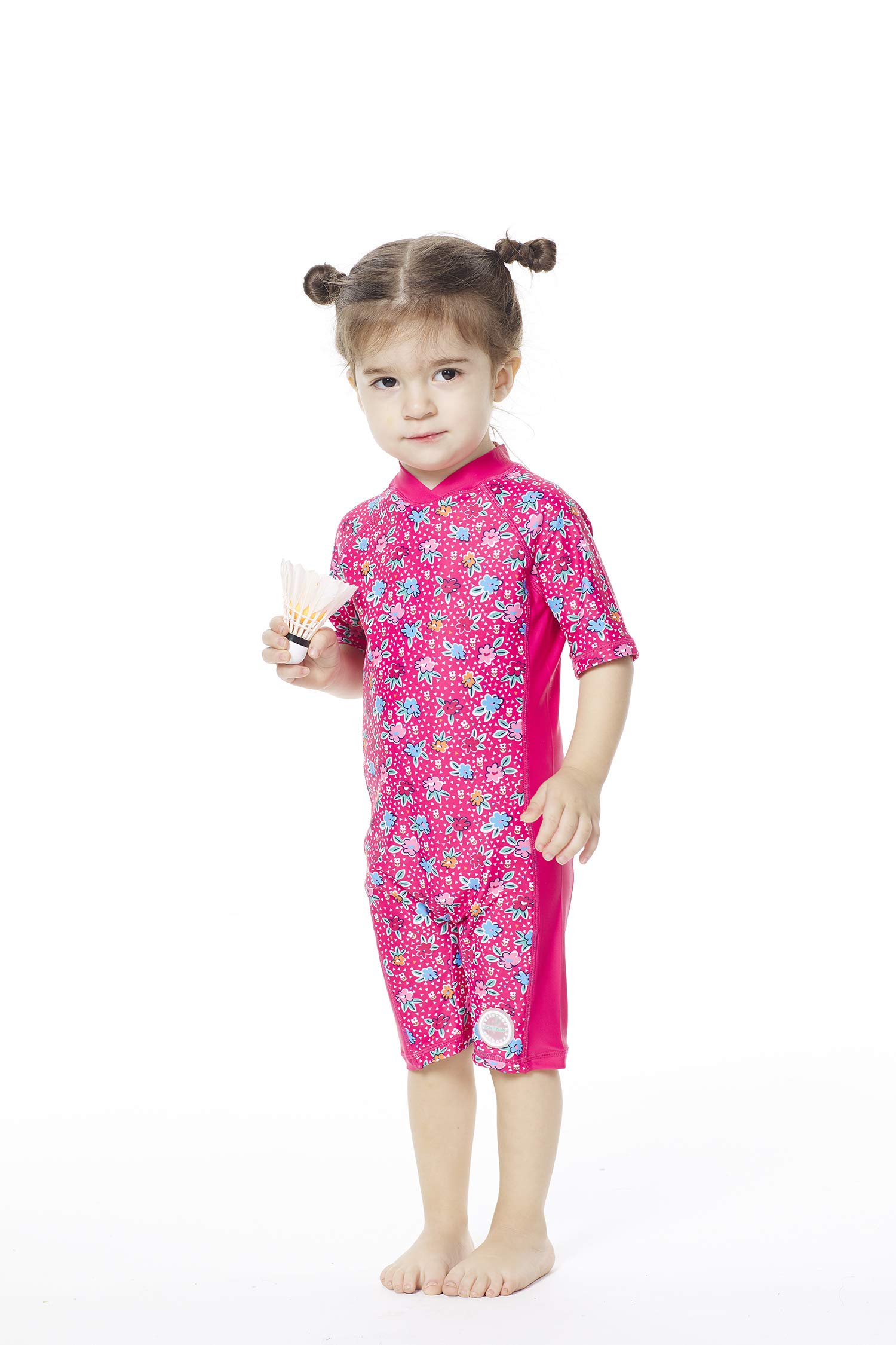 BONVERANO Bébé Maillot de Bain Une pièce à Manches Courtes bébés Filles Protection UV 50+ One Zip