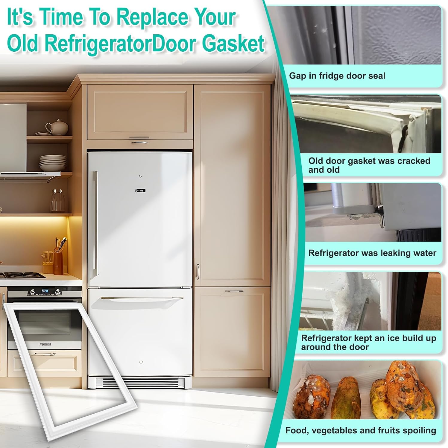 Upgraded 001905-000 Refrigerator Door Gasket Replacement for Viking Refrigerator, 45*34.25" Premium Replacement Seal Fresh Food Door Gasket Replace PB970120, AP5318580, PB070326 Fridge Door Seal Part