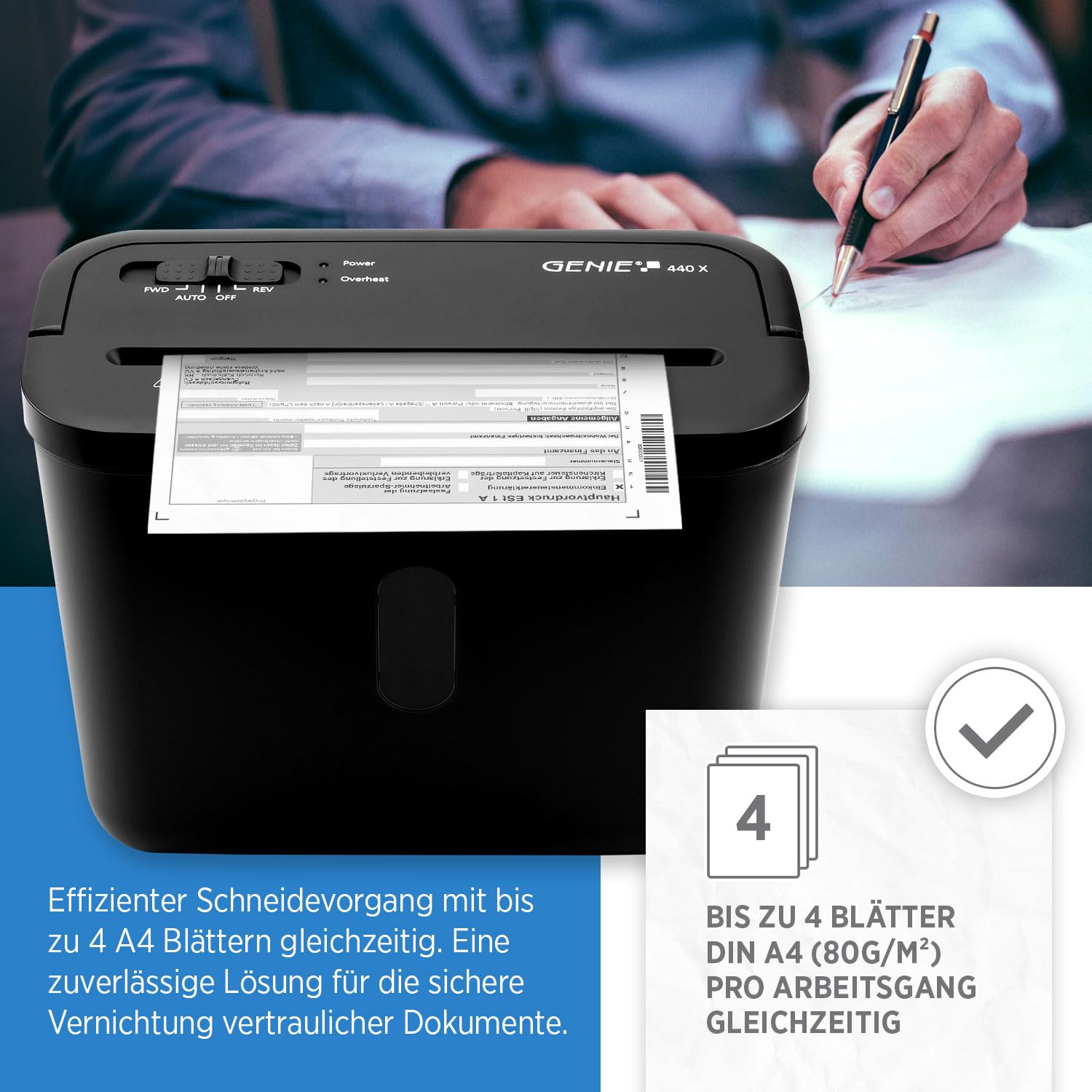 Genie Destructeur De Documents 240 S, Jusqu'à 6 Feuilles, Coupe En Bandes ( Niveau De Sécurité P-2), Avec Broyeur De Cartes De Crédit, Avec Corbeille à Papier Noir