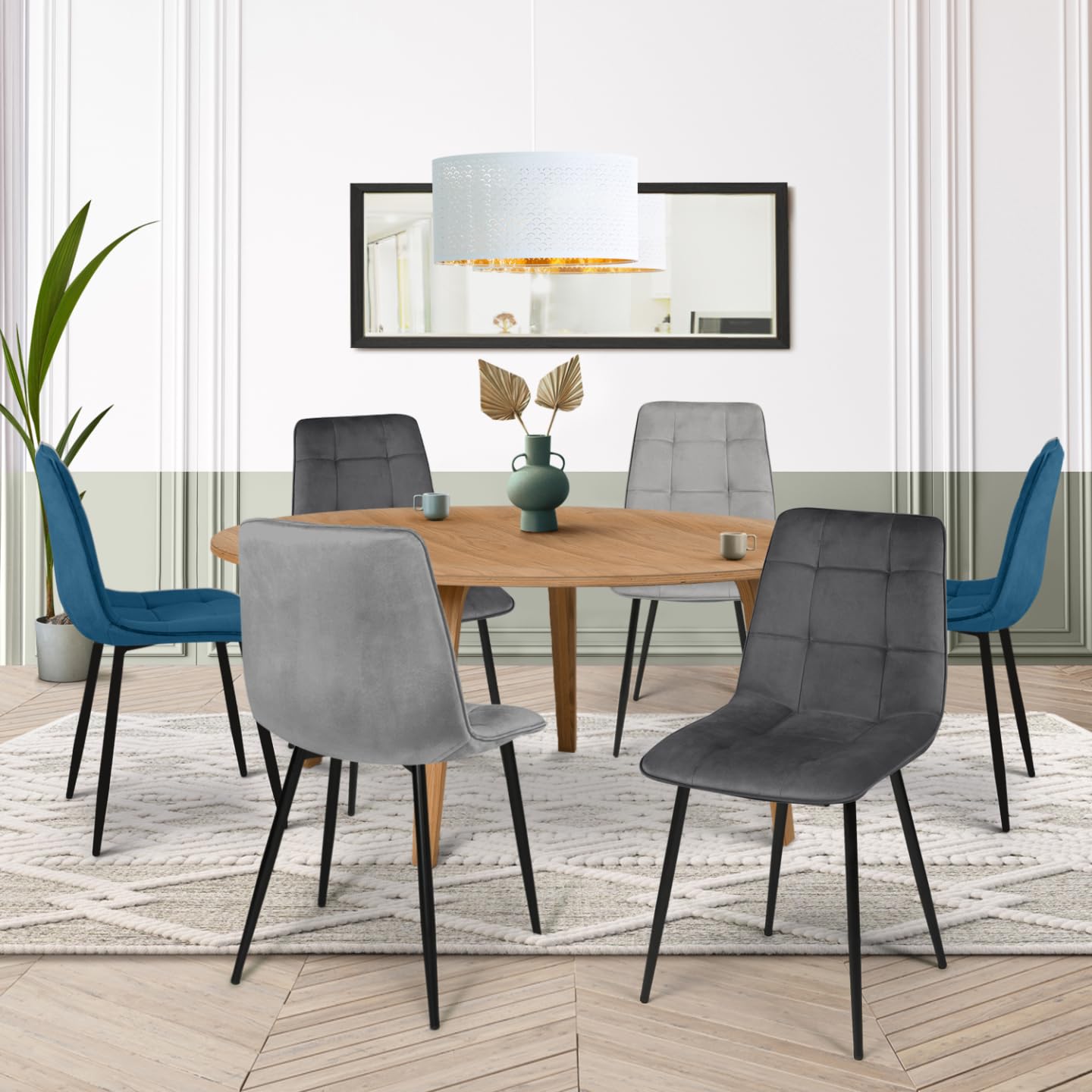 IDMarket - Lot de 6 chaises Mila en Velours Mix Color