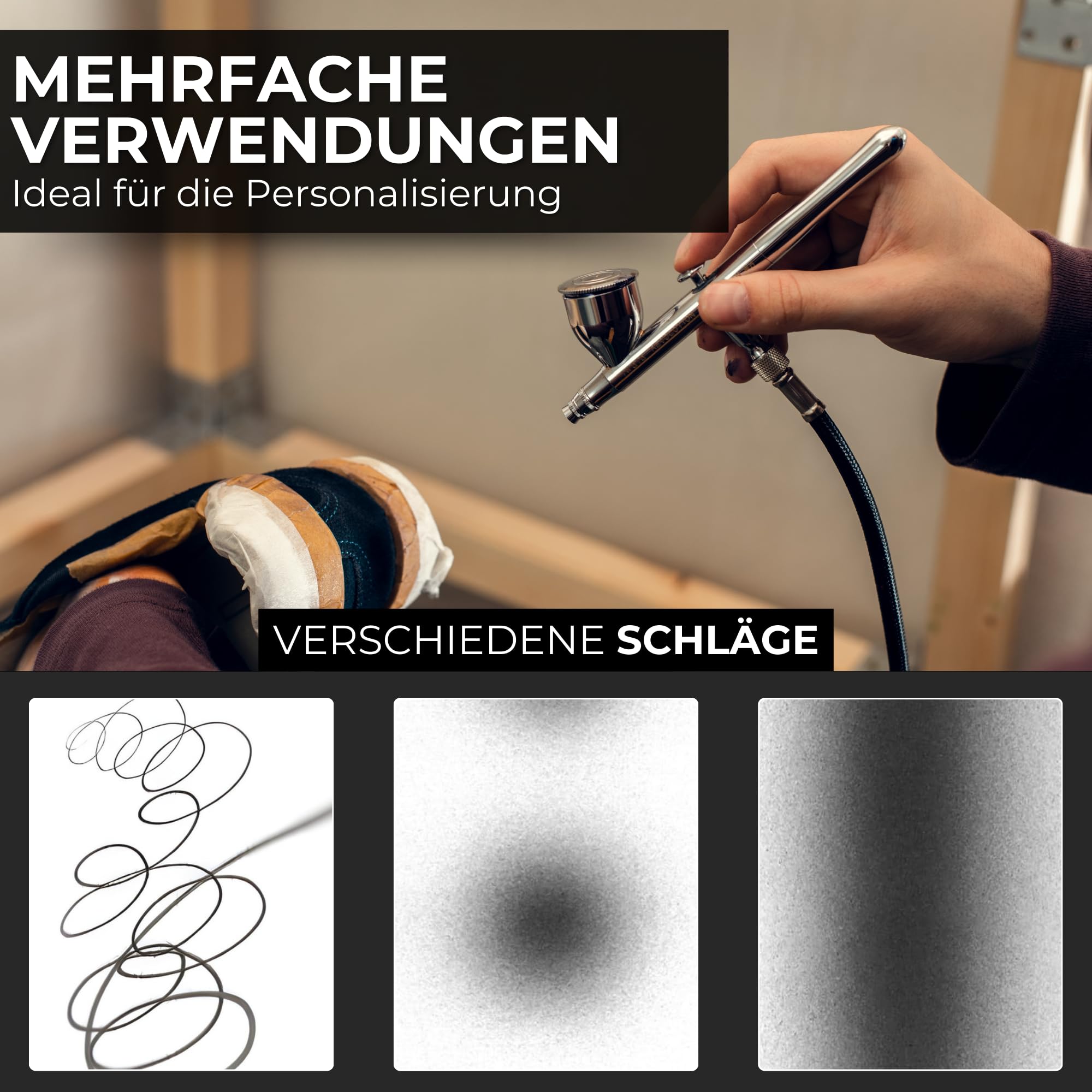 Airbrush-Set mit Kompressor AG-102K Profi Double Pistole Kit für Modellbau Tätowierung Torten Tanning