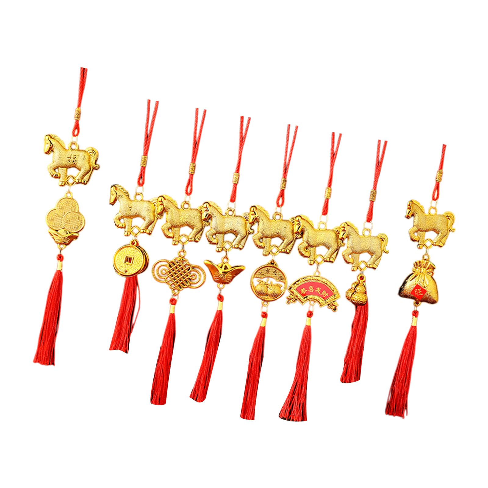 8Pcs Horse Themed Ornament Chinese New Year Decoration for Door Handle Window Tree Wall Festival Decorations Horse Year Decoration