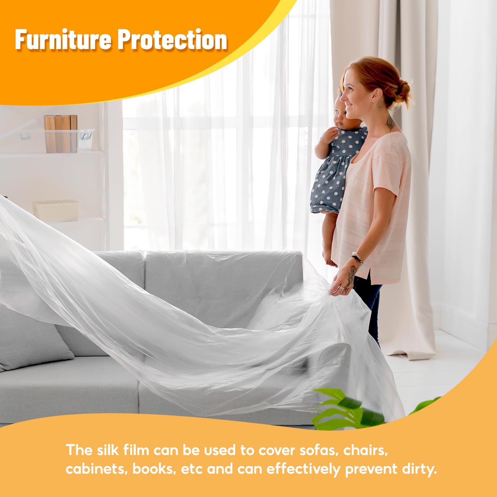 UNIFAMLIY - Rollo de cojín de 79 pulgadas x 30 yardas, película de seda impermeable, envoltura de cojín para tapicería, fácil de instalar en el cojín, rollo de envoltura retráctil para cojines