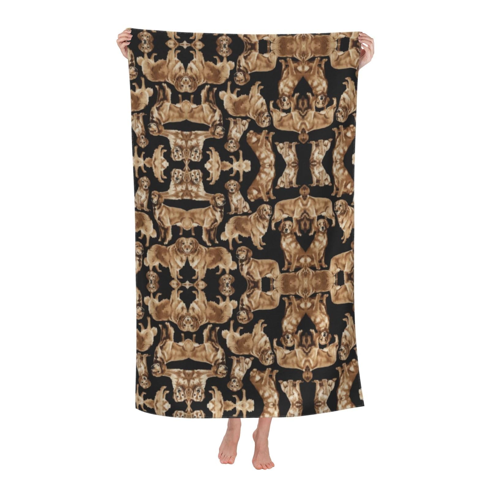 Oazcvbnn Women's White Golden Retrievers Print Adult Beach Towel Summer Travel Pool Vacation Swimming Fitness Outdoor Adventures