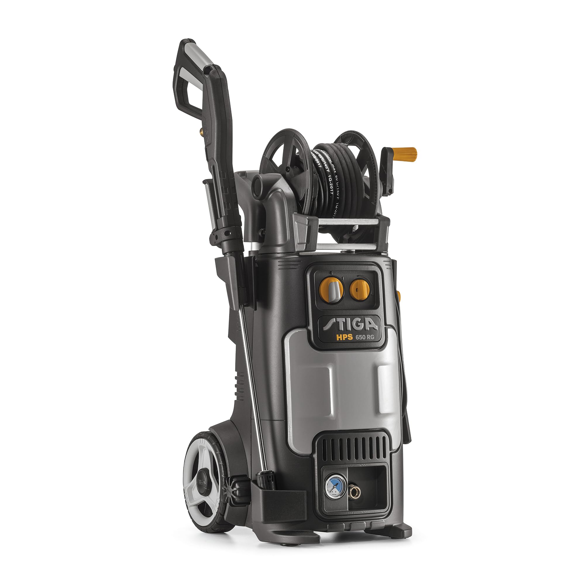STIGA HPS 650 RG Idropulitrice Ad Alta Pressione, 2800 W, 150 bar, 550 l/h – Avvolgitubo Integr., Manico Telescopico – Pulizia Veicoli, Cortili E Piscine