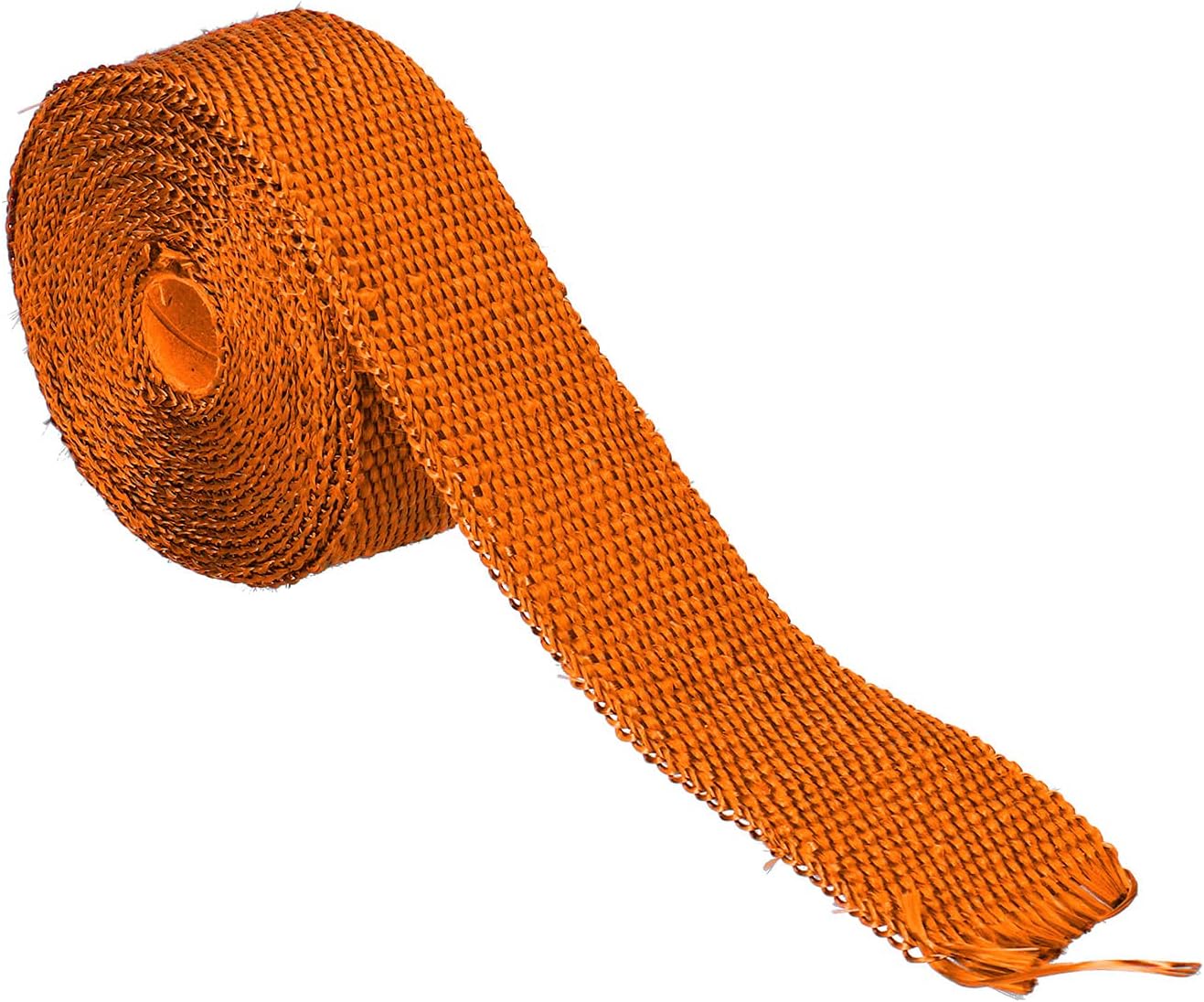 Exhaust Heat Wrap Insulation Tape High Temperature Glass Fiber Alloy Steel Tie for Car Motorcycle Exhaust Pipe Heat Protection 5000mm x 50mm x 1.5mm 1 Roll 6 Ties (Orange)