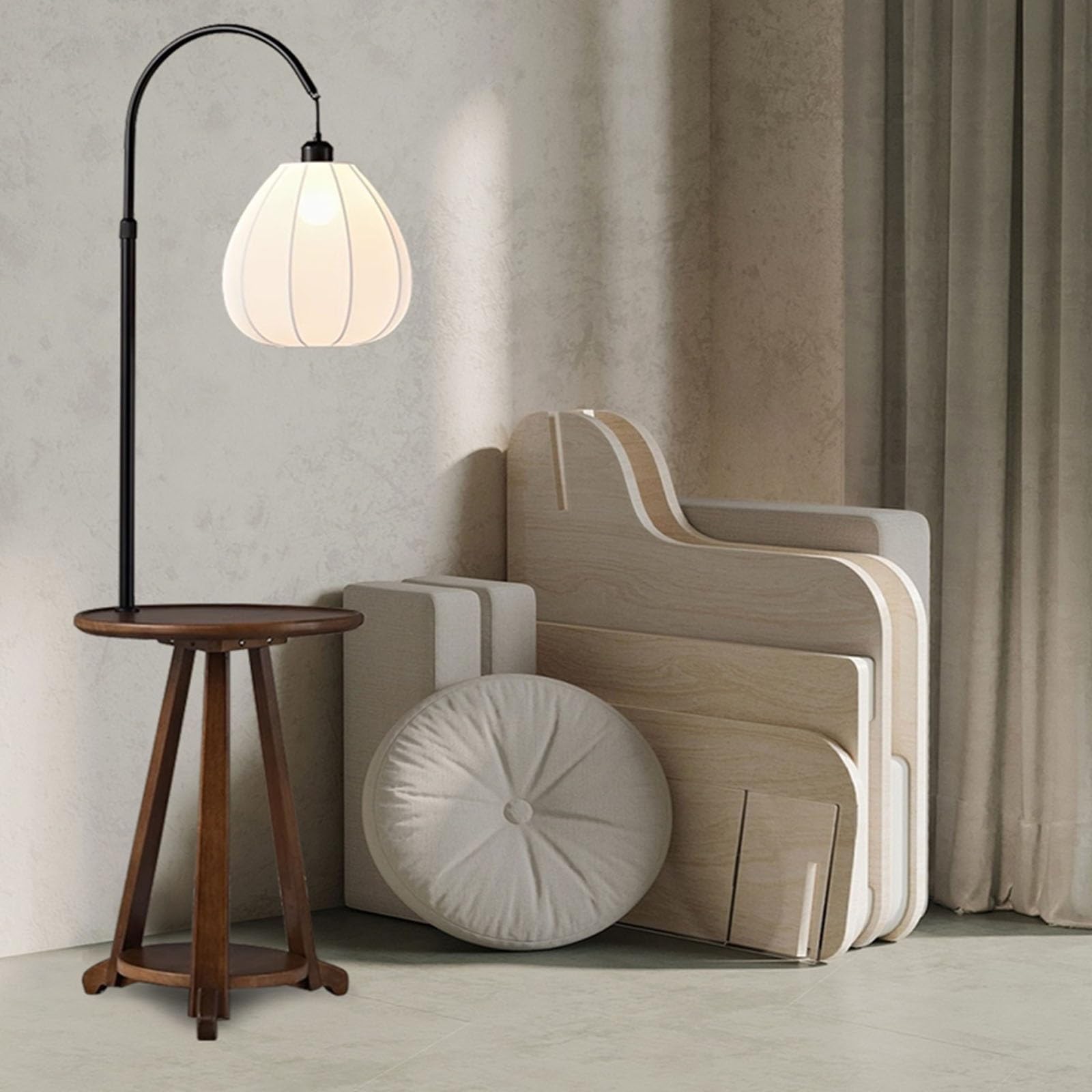 Luce da terra Lampada da terra con tavolo, lampada ripiani, comodino o tavolino moderno Mid-Century, lettura for camera letto, soggiorno Lampada d'angolo