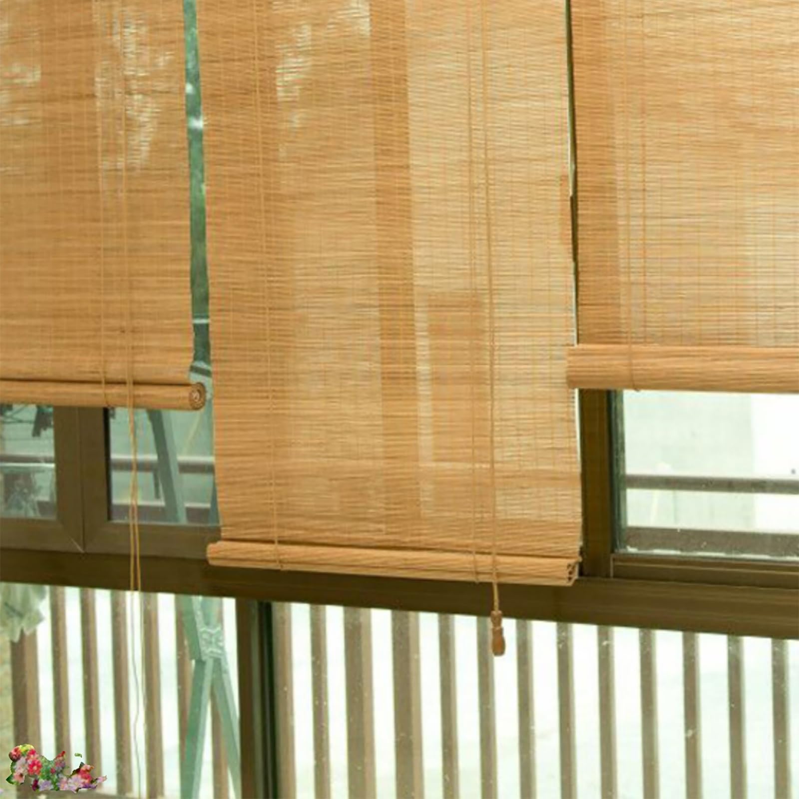 Rideau en Bambou Abat-Jour en Roseau Enroulable, Naturel, Rideaux De Protection, Rideau en Bambou Tissé À La Main, Stores De Patio Pare-Soleil, Stores D'intimité Enroulables Extérieurs (Color : B, S
