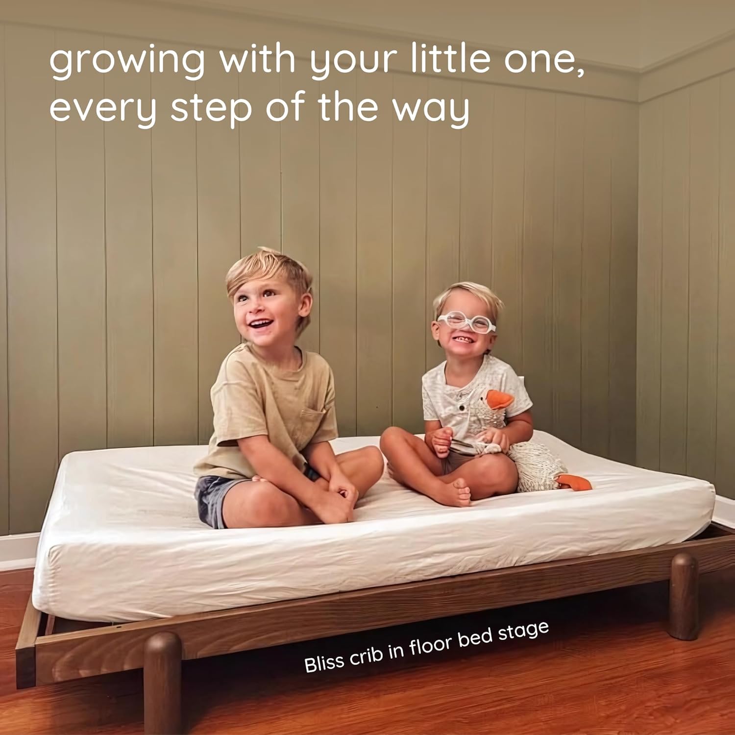 dadada Baby Bliss 4-in-1 Convertible Crib to Toddler Bed & Floor Bed – Made in Italy, GREENGUARD Gold Certified, Baby-Safe Finish, Sustainable Beech Wood, Modern Design, 4 Adjustable Heights (Walnut) - Image 9