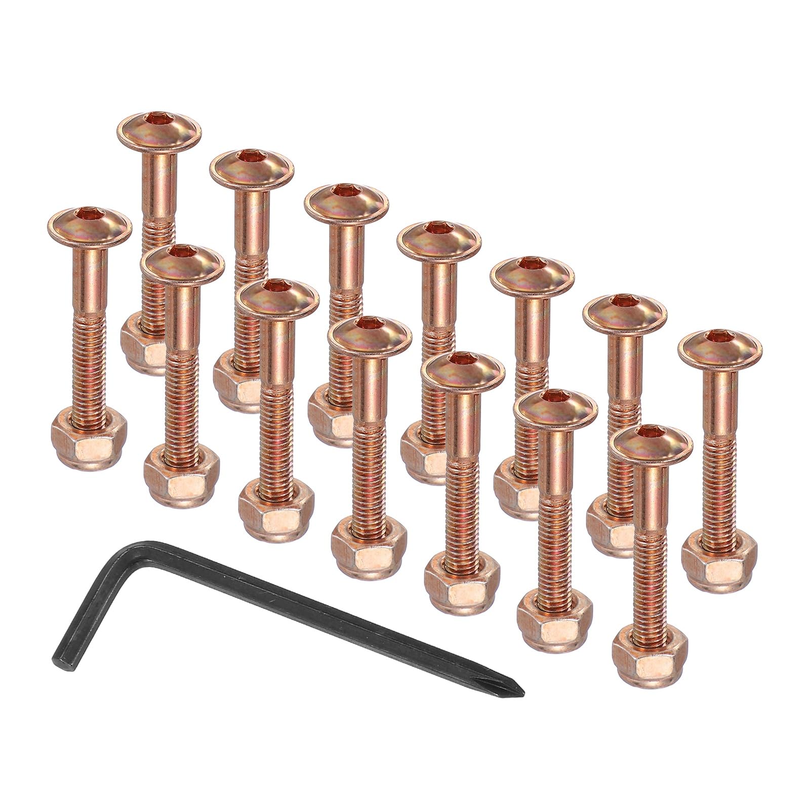 PATIKIL 21 Mm/ 0.8" Skateboard Hardware Kit, 16 Pcs Mounting Screws Bolts Nuts Set with Hex Key for Skateboard Cruiser, Orange