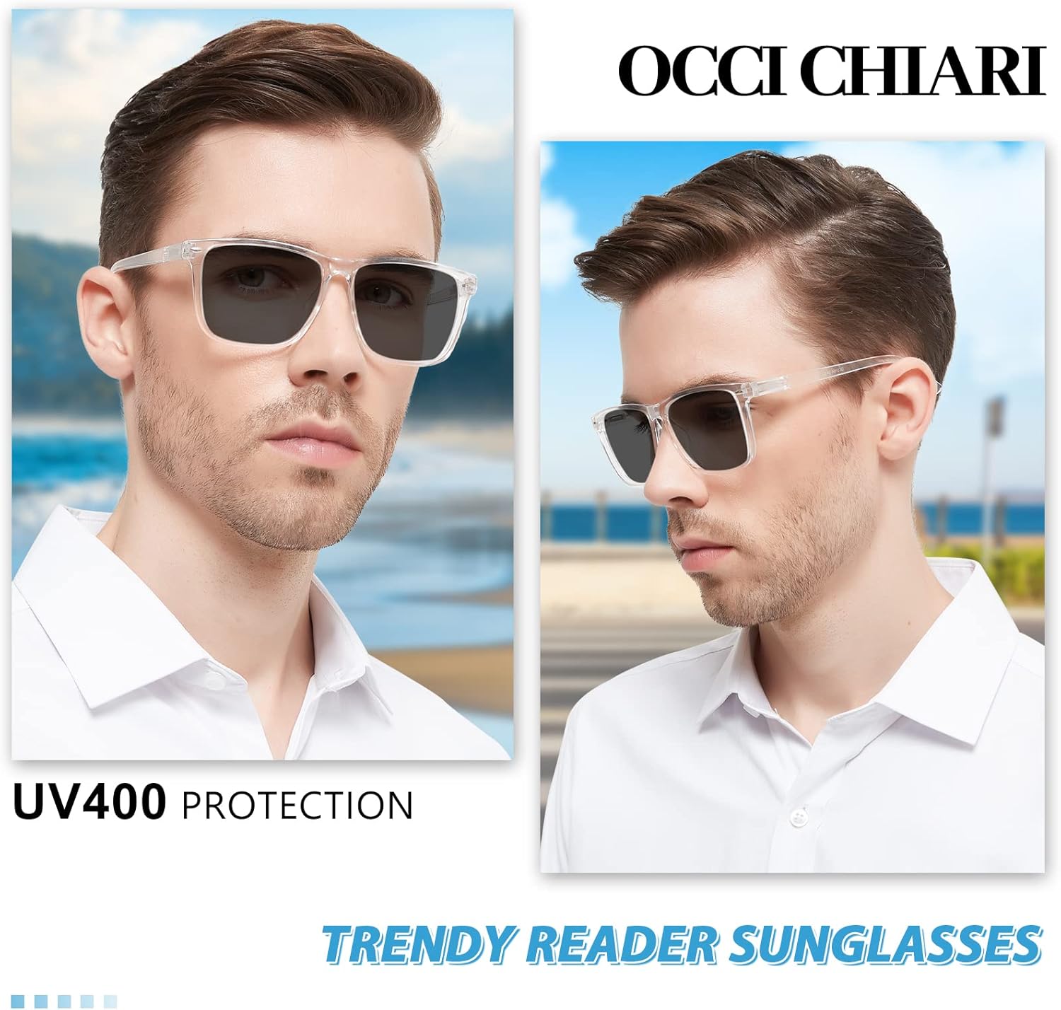OCCI CHIARI Oversized Reading Glasses Men Large Square Designer Readers 1.0 1.25 1.5 1.75 2.0 2.25 2.5 2.75 3.0 3.5