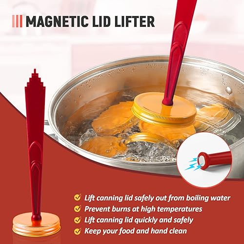Miniatura 2 de Pisol Levantador magnético de tapa de tarro y medidor de burbujas para enlatado, herramientas de enlatado 3 en 1, suministros para el hogar (4