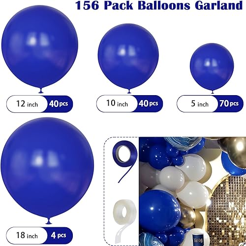Miniatura 2 de MOMOHOO Globos de color azul real de diferentes tamaños 154 globos de graduación de 5101218 pulgadas, globos de látex de revelación de género para