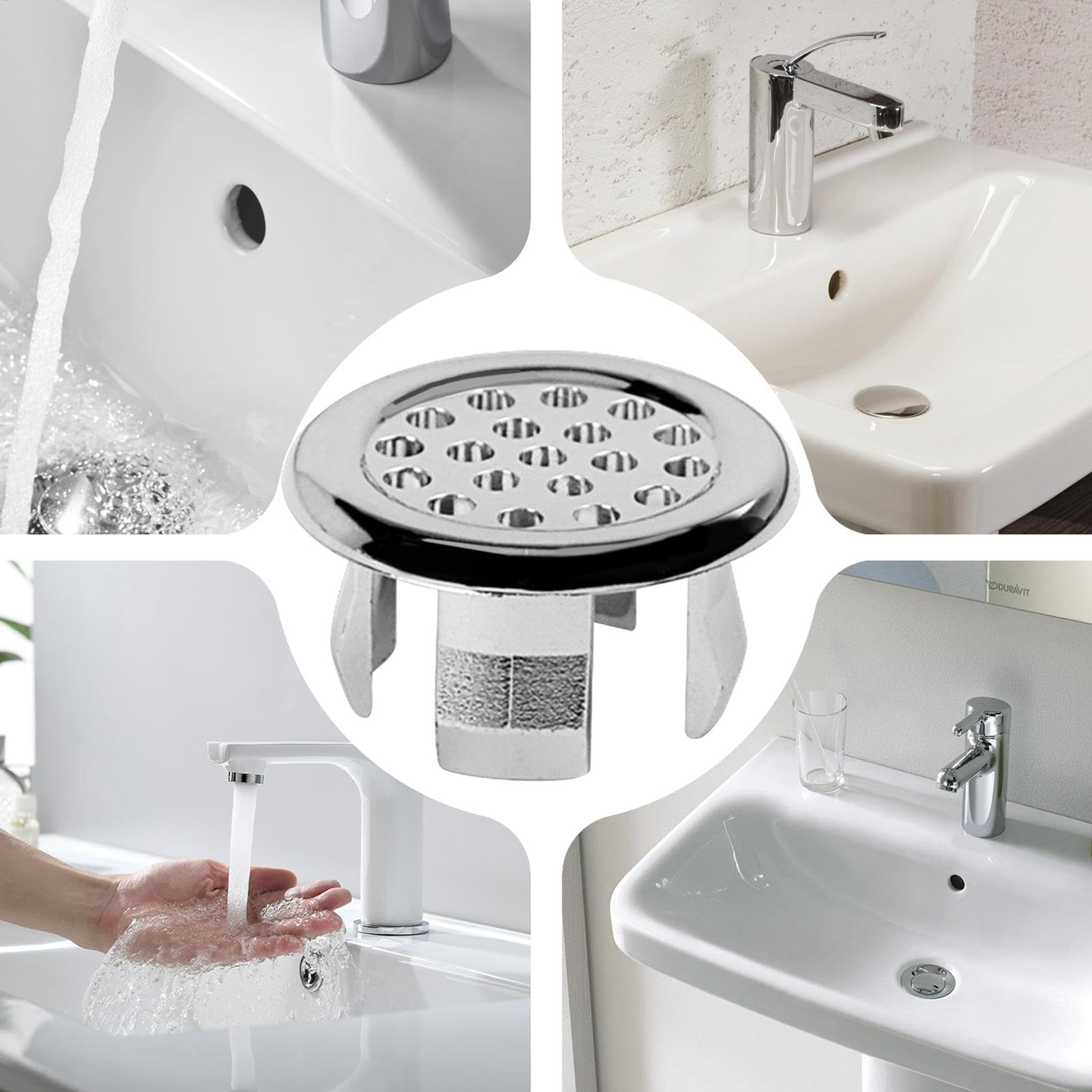 Tapa Para Desagüe De Lavabo ¡Evita Fugas Y Huele Mejor! Cromada, Para Orificios De 22-24mm.