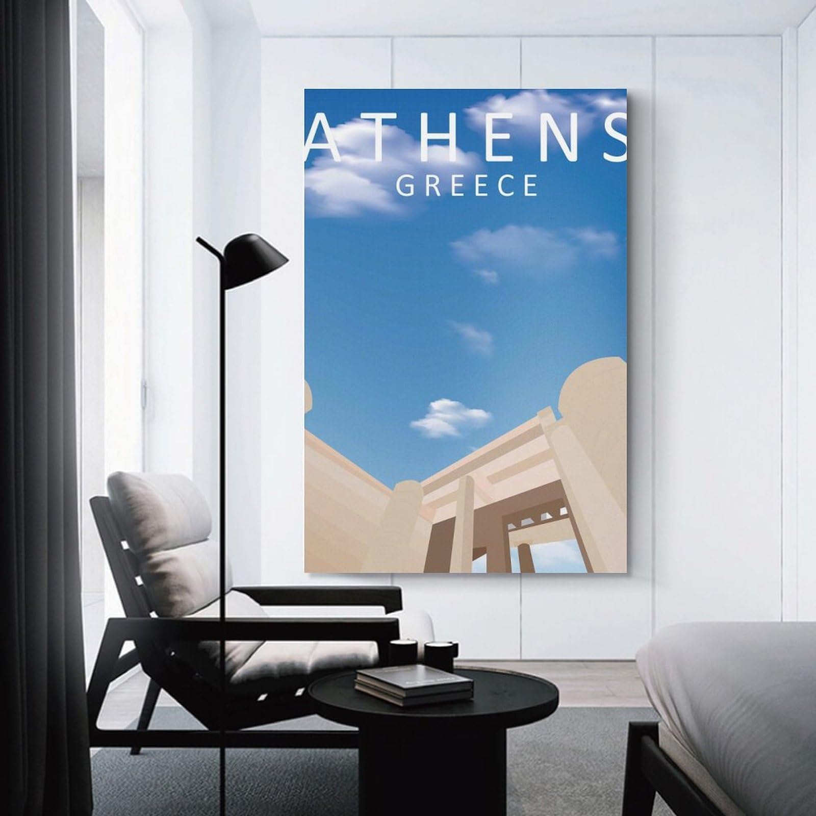 Junmoney Room Decor Wall Art Historical Monument Athens, 24x36inch(60x90cm), for Workspace Walls, Study Corners Or Bedrooms, A Smart Decor Choice for Study Walls