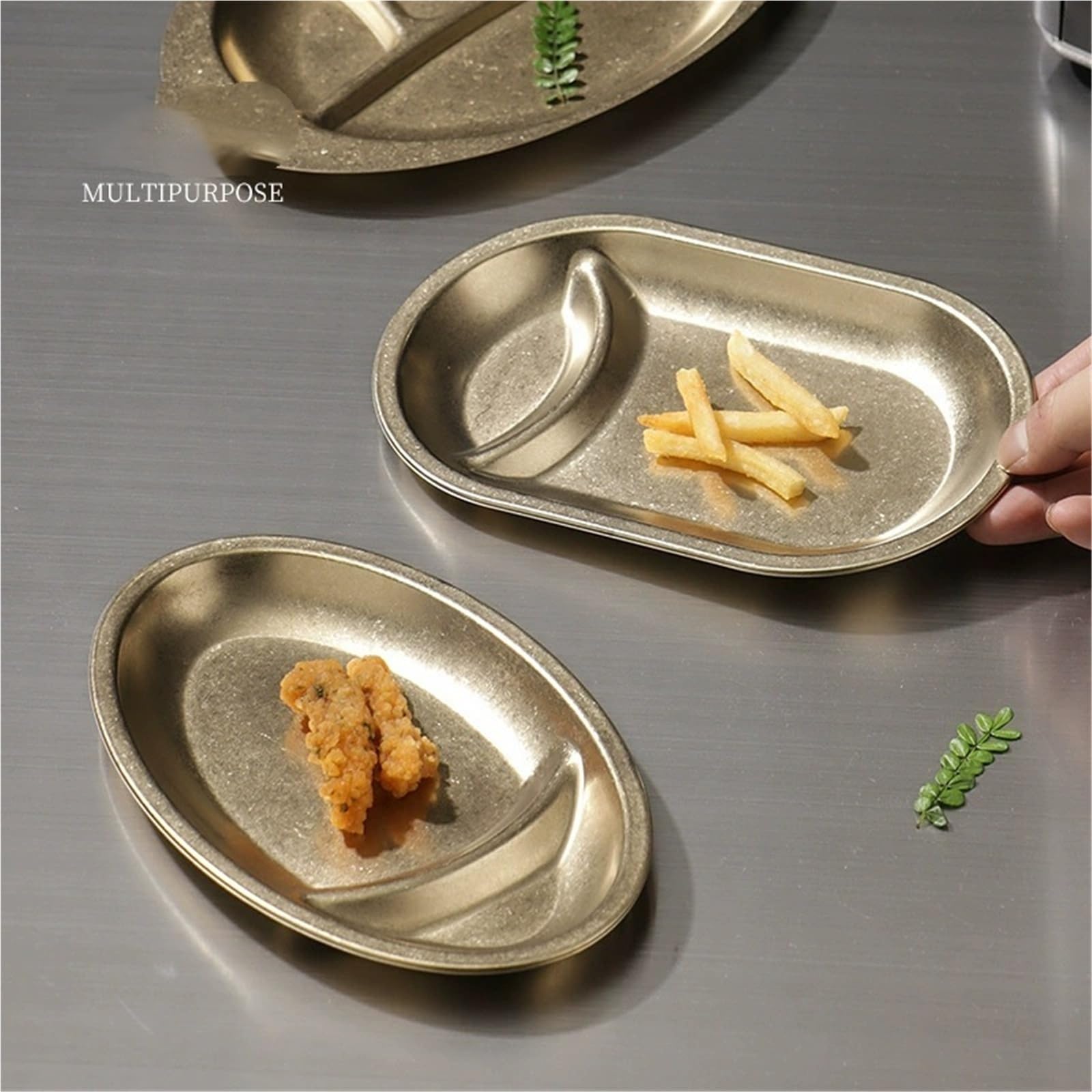 Platos de acero inoxidable de metal ligeros e irrompibles for la cena.(B,6pcs)