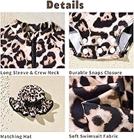 Vista 58 de Aalizzwell Traje de baño de una pieza de manga larga con sombrero para bebé niña Sirena cian