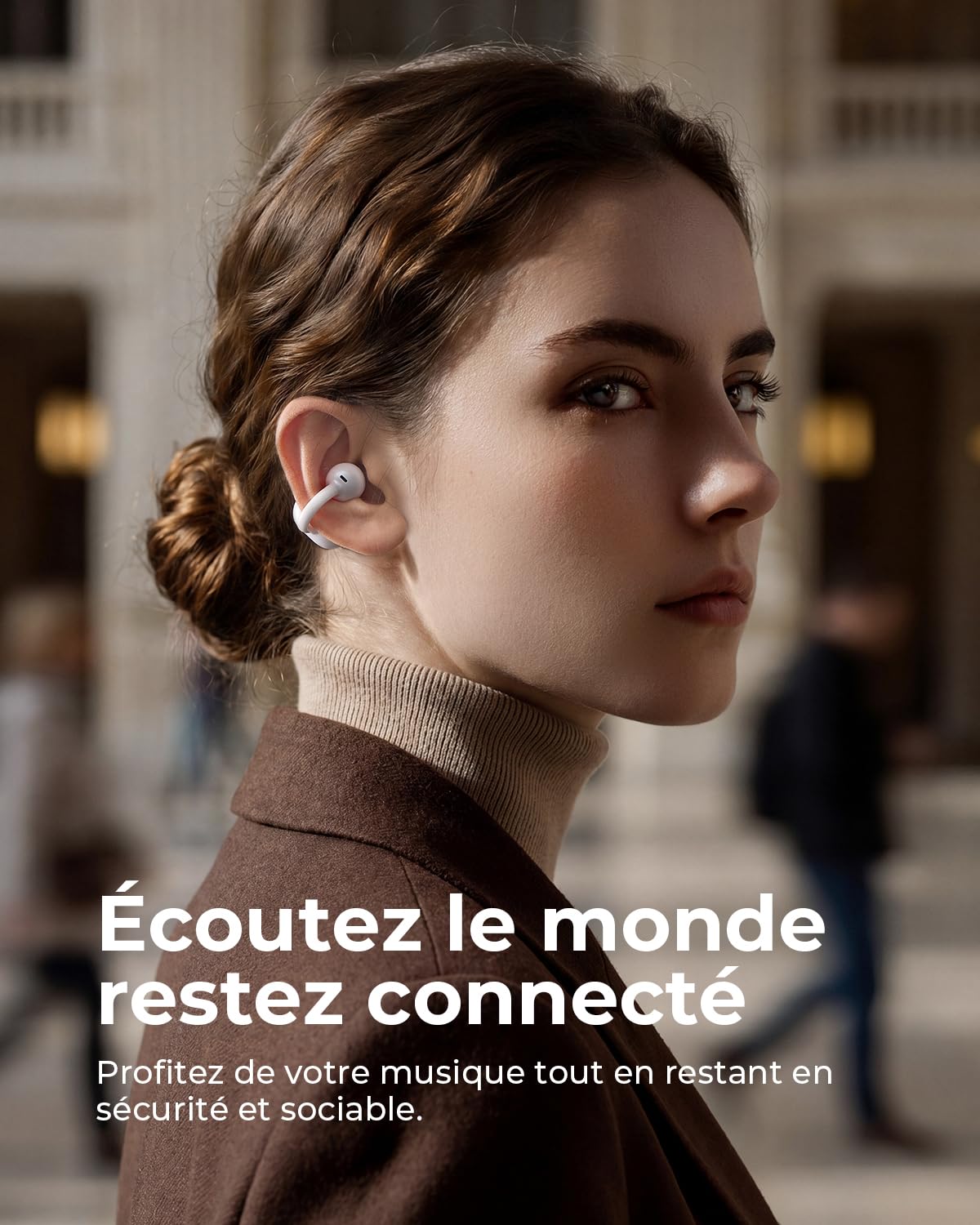 SANAG S6SUltra Écouteurs Bluetooth Sans Fil, Écouteurs Sport Clip Ouvert, 42H Lecture, IP67 Imperméable, Ultra-Légers 4.5g, Bluetooth 6.0, pour Running, Fitness, Travail (Blanc)