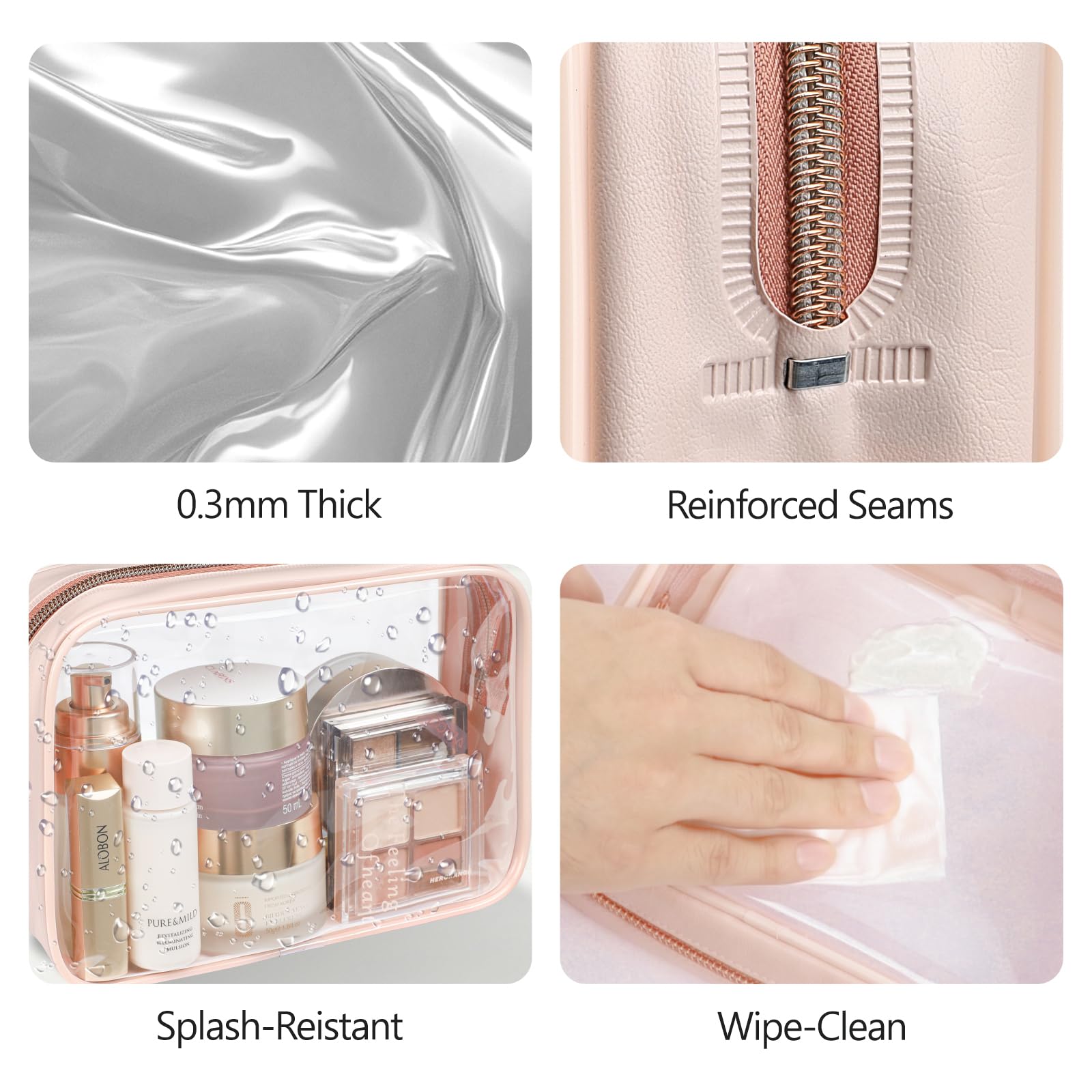 PACKISM Borsa da toilette approvata TSA, borsa trasparente per il trucco, impermeabile, borsa da viaggio per cosmetici, da donna, borsa da trasporto conforme alle compagnie aeroportuali, confezione da