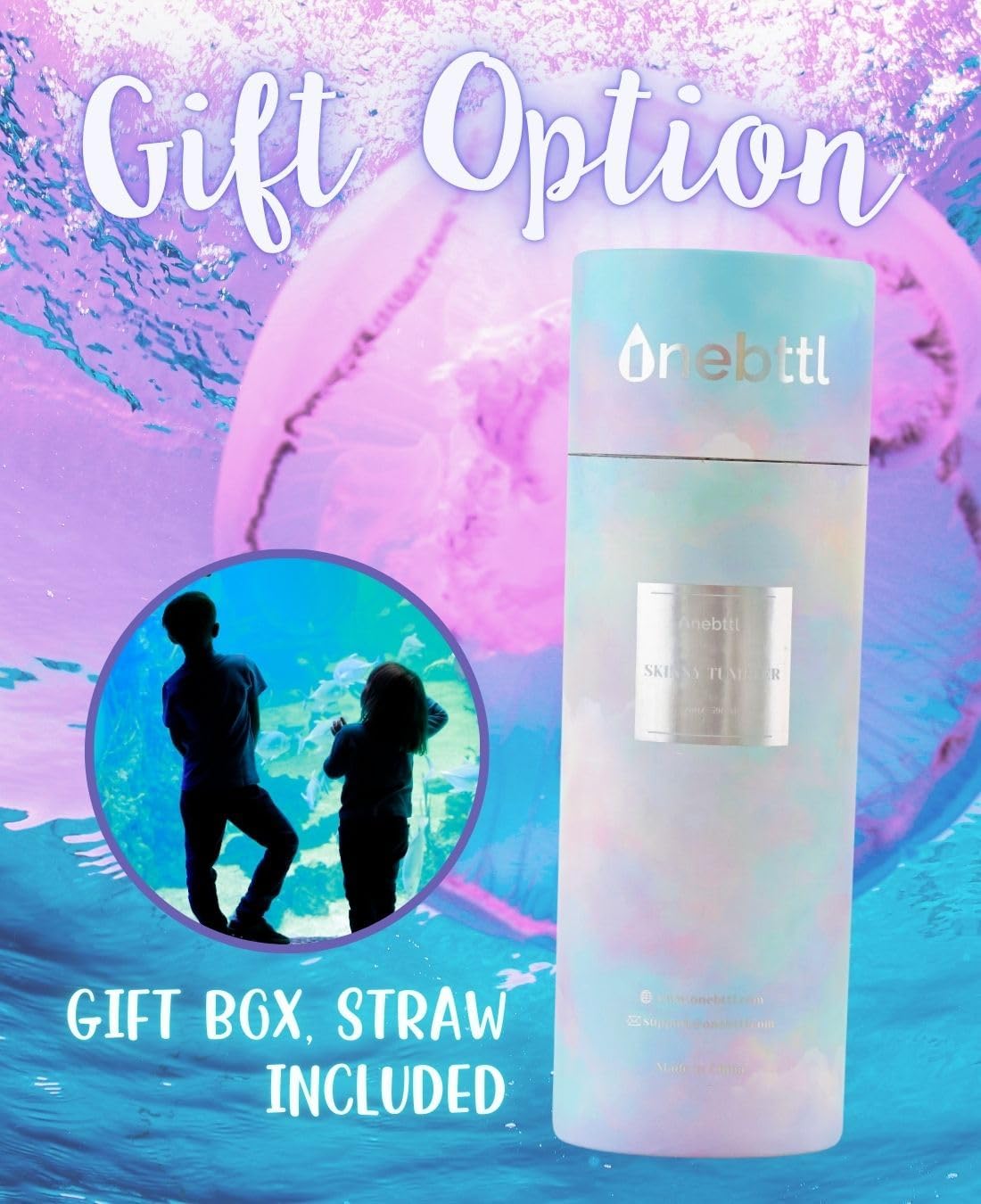 Onebttl Jellyfish Gifts for Women - 20oz/590ml Double Wall Vacuum Insulated Stainless Steel Skinny Tumblers Cups - Jellyfish Themed Gifts for Christmas - BP - Image 4