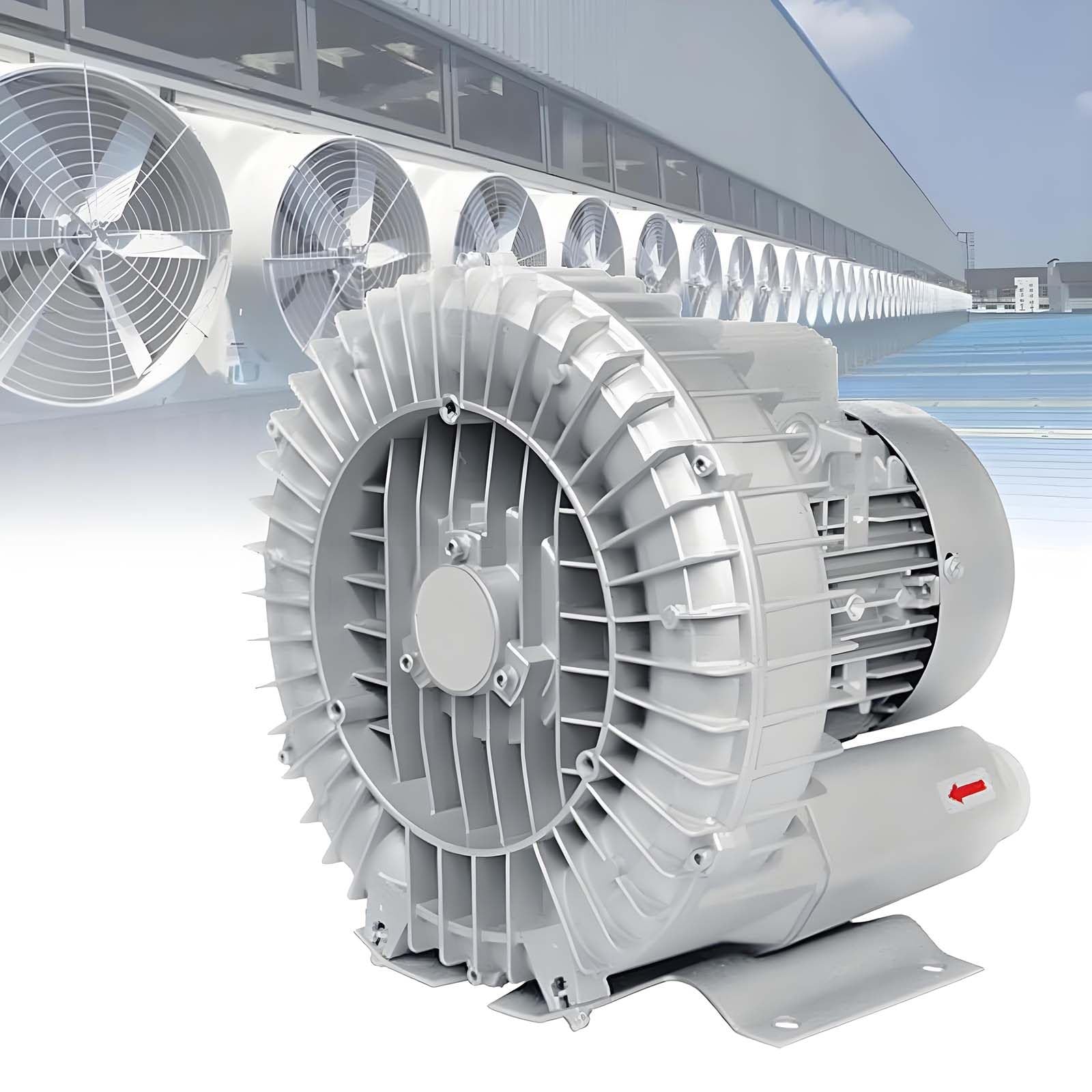 Dmuchawa pierścieniowa wirowa 220 V/380 V, dmuchawa regeneracyjna, pompa próżniowa przemysłowa, do usuwania pyłu w wentylacji fabrycznej i piwnicznej 250W/380V